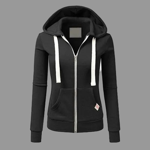 Hoodie Fleece Feminino | Moletom com Zíper e Capuz Ajustável