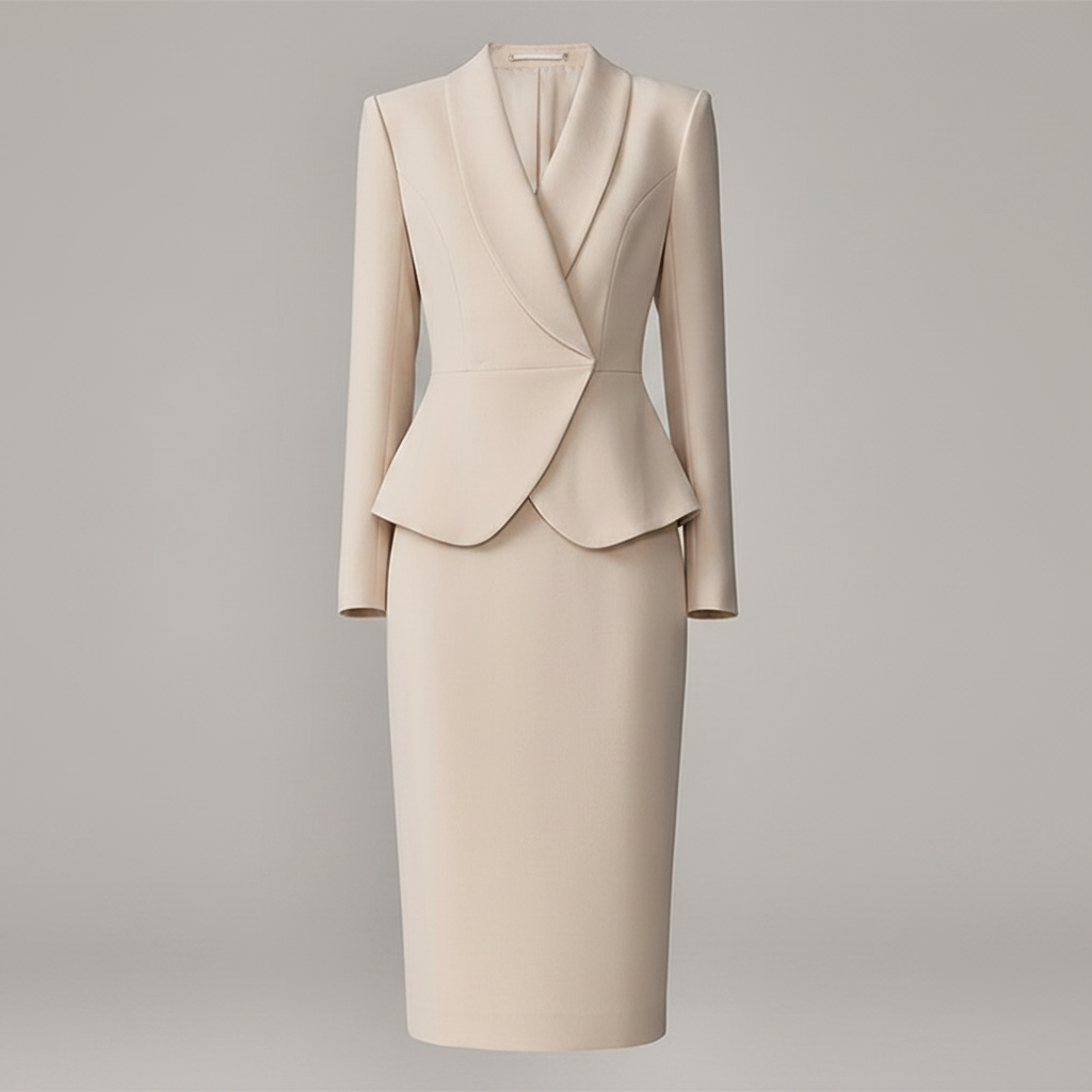 Blazer Bege com Lapela | Terno Feminino Elegante