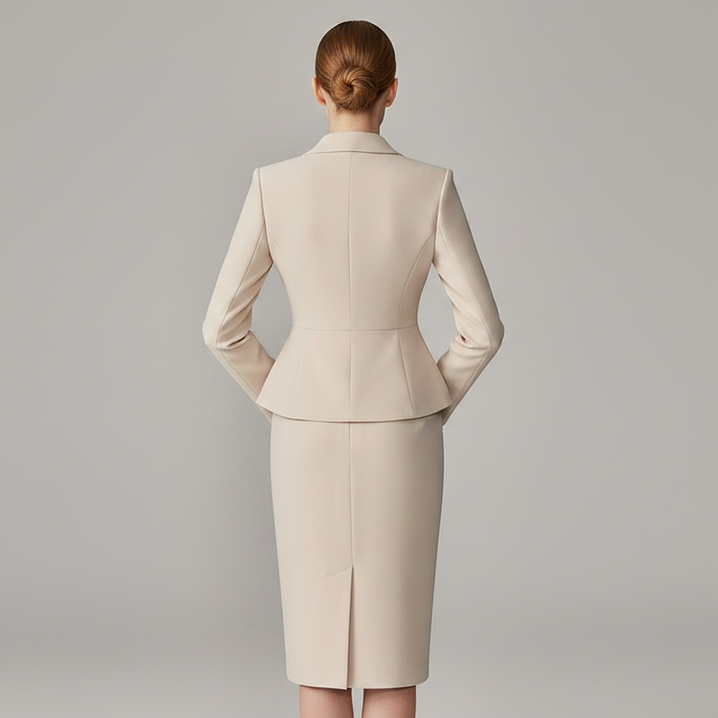 Blazer Bege com Lapela | Terno Feminino Elegante