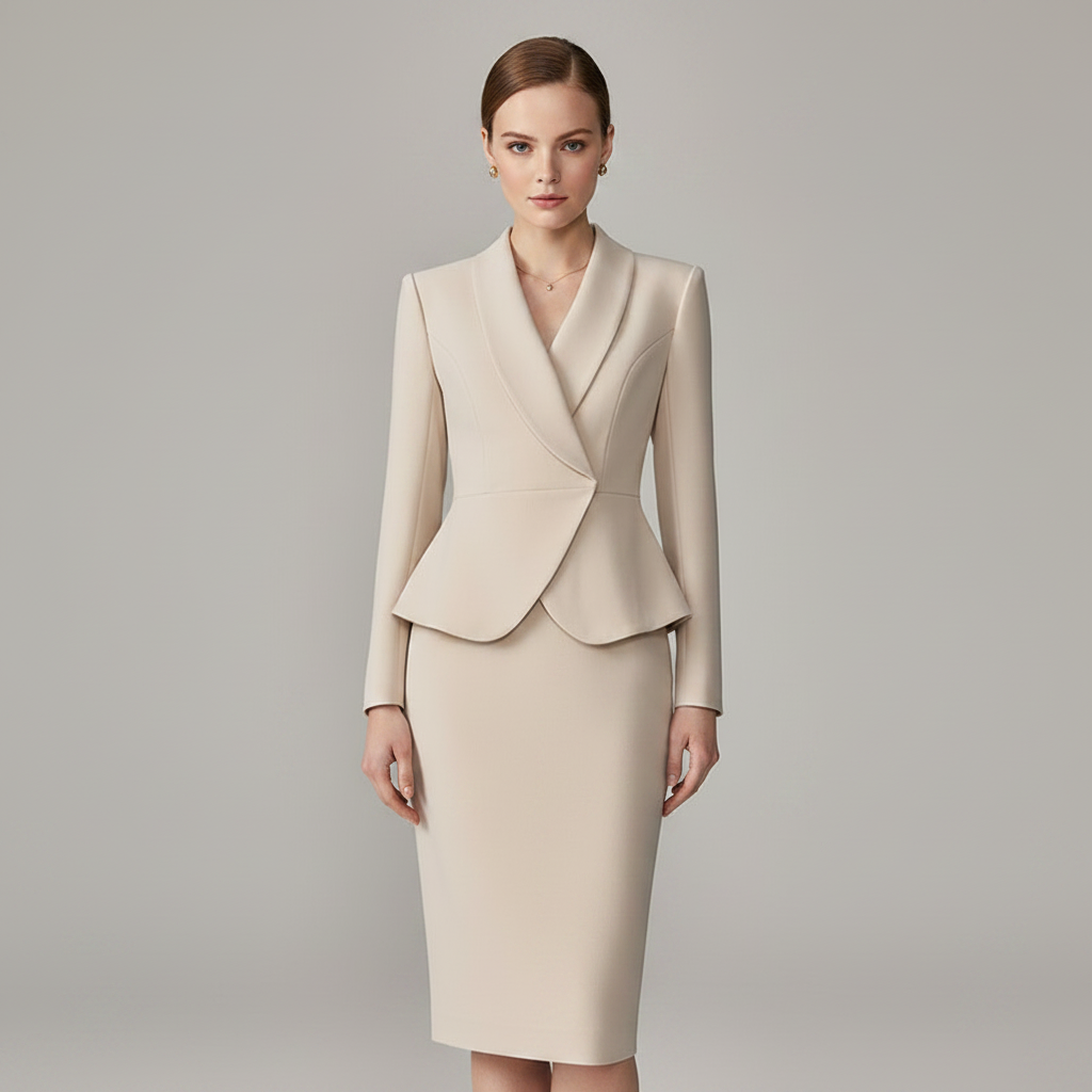 Blazer Bege com Lapela | Terno Feminino Elegante