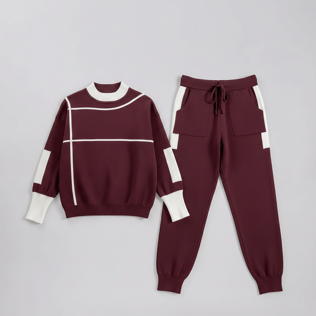 Conjunto Malha Mulher Bordeaux | Roupa Casual e Esportiva