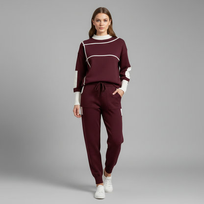 Conjunto Malha Mulher Bordeaux | Roupa Casual e Esportiva