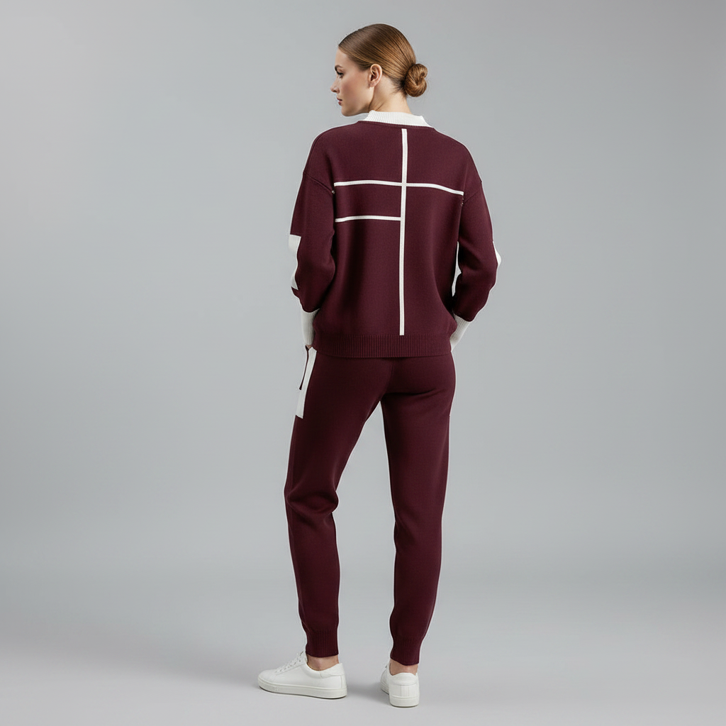 Conjunto Malha Mulher Bordeaux | Roupa Casual e Esportiva