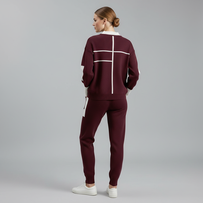 Conjunto Malha Mulher Bordeaux | Roupa Casual e Esportiva