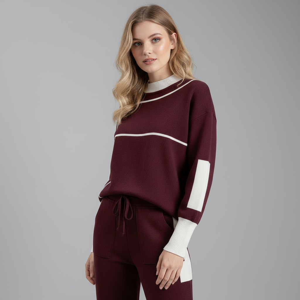 Conjunto Malha Mulher Bordeaux | Roupa Casual e Esportiva