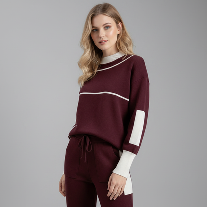 Conjunto Malha Mulher Bordeaux | Roupa Casual e Esportiva