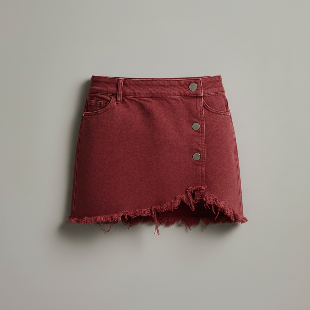 Minissaia e Shorts Denim Camel com Borda Desfiada | Estilo Western Retrô