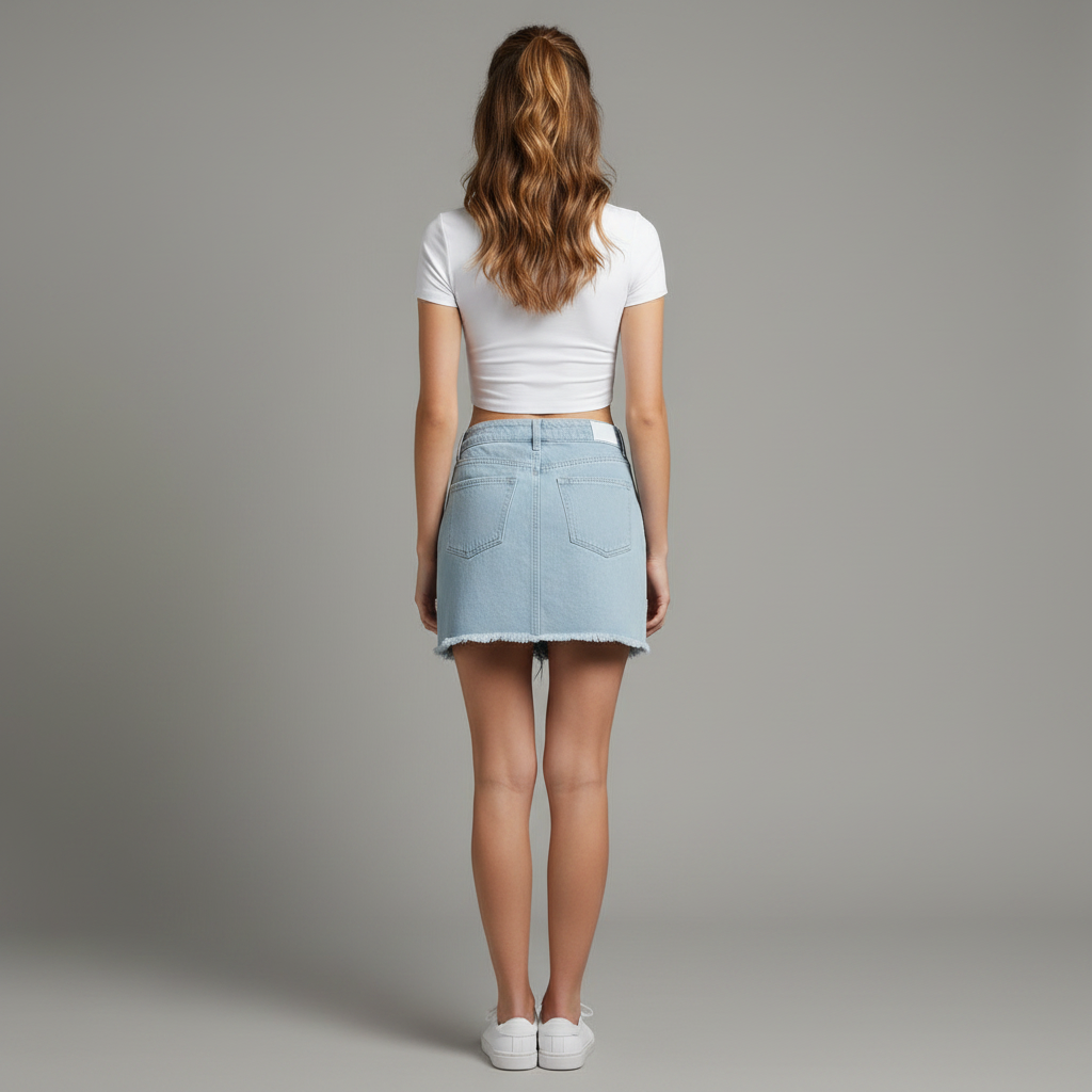 Minissaia e Shorts Denim Camel com Borda Desfiada | Estilo Western Retrô