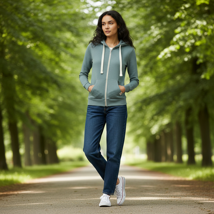 Hoodie Fleece Feminino | Moletom com Zíper e Capuz Ajustável