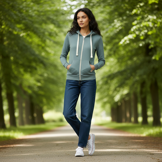 Hoodie Fleece Feminino | Moletom com Zíper e Capuz Ajustável