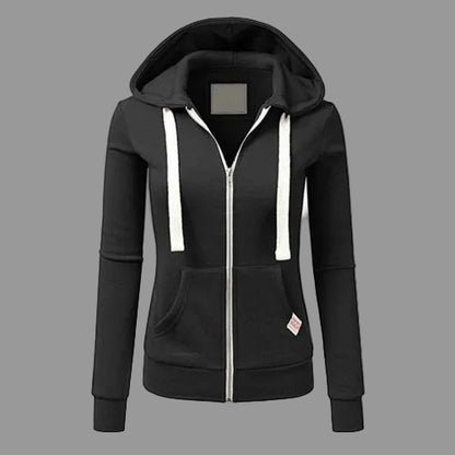 Hoodie Fleece Feminino | Moletom com Zíper e Capuz Ajustável