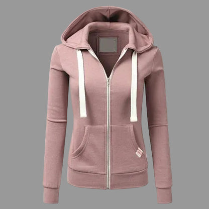 Hoodie Fleece Feminino | Moletom com Zíper e Capuz Ajustável