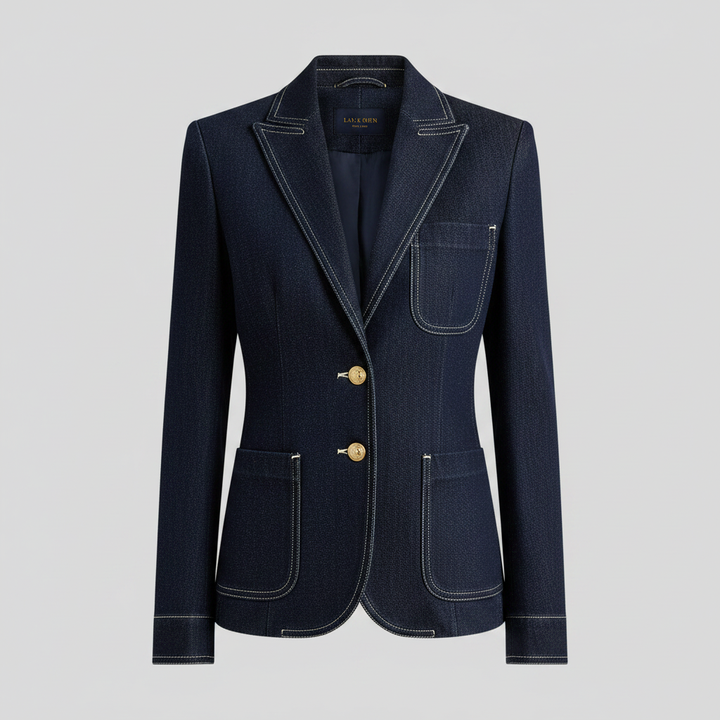 Jaqueta Jeans Azul Marinho Retro | Jaqueta Casual Matelassê