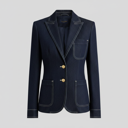 Jaqueta Jeans Azul Marinho Retro | Jaqueta Casual Matelassê