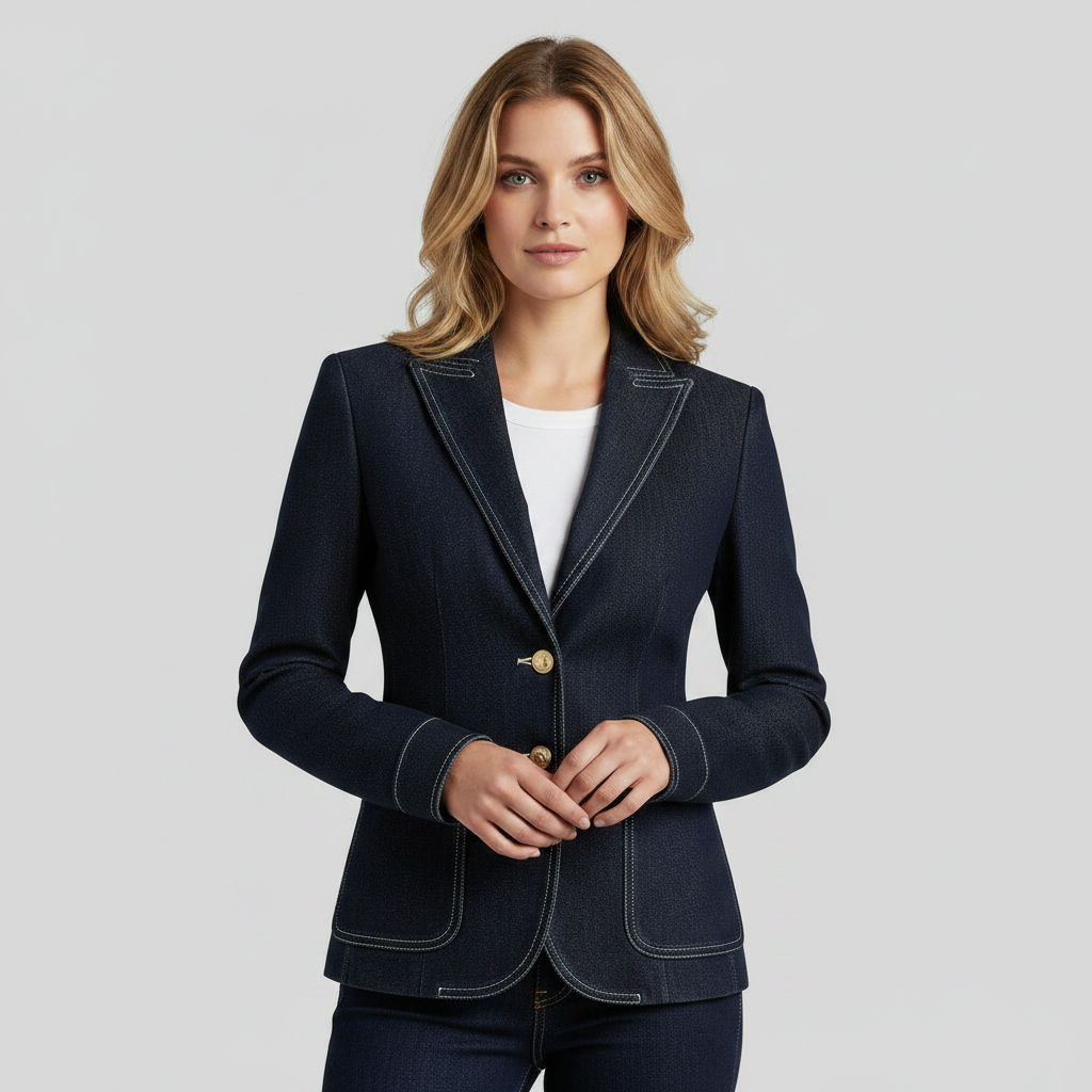 Jaqueta Jeans Azul Marinho Retro | Jaqueta Casual Matelassê