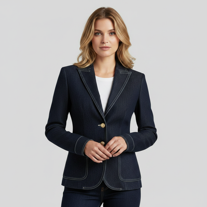 Jaqueta Jeans Azul Marinho Retro | Jaqueta Casual Matelassê
