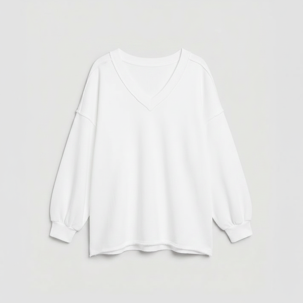 Sweatshirt Oversized Feminino com Decote V | Moletom Casual