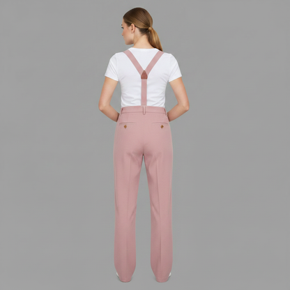 Macacão Rosa Ajustável em Veludo Cotelê | Casual Feminino