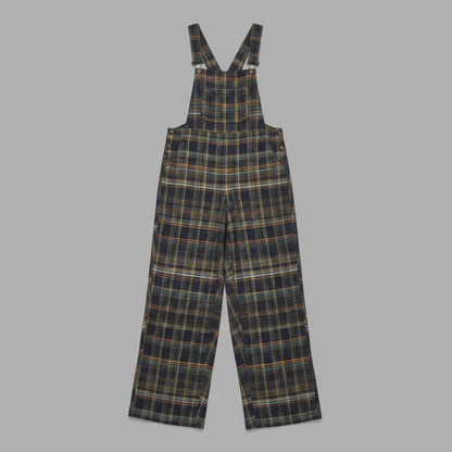 Overall Azul Xadrez | Macacão com Pantalonas e Botões Laterais