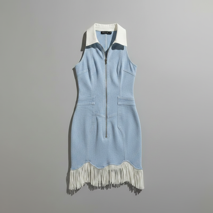 Vestido Curto Branco Vintage com Franjas | Moda Feminina