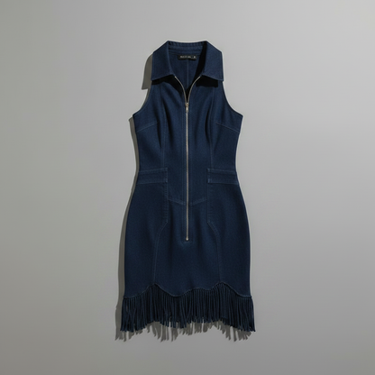 Vestido Curto Branco Vintage com Franjas | Moda Feminina