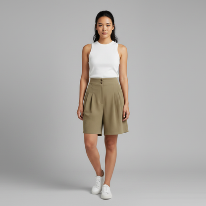 Short Feminino Confortável com Bolsos e Detalhes Bordados | Moda Casual