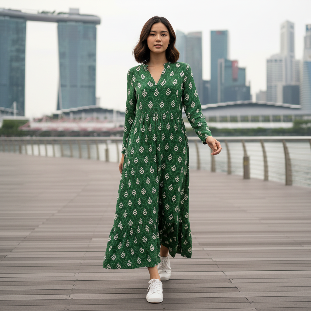 Vestido Maxi Feminino Verão com Estampa Geométrica