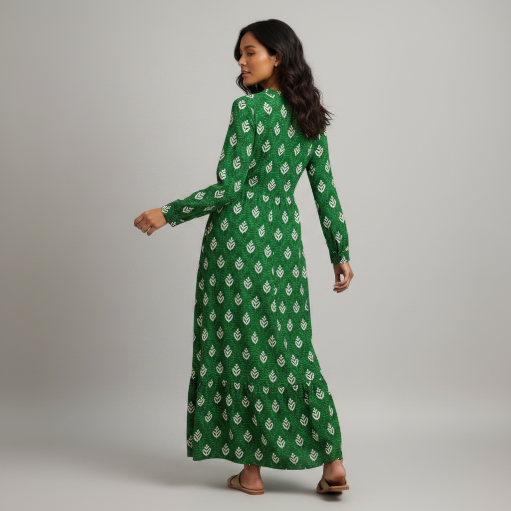 Vestido Maxi Feminino Verão com Estampa Geométrica